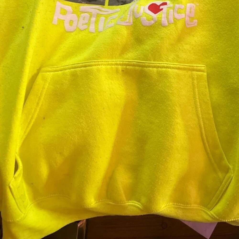 Vintage Tupac "Poetic Justice" oversized hoodie yellow size Mens 2XL - Picture 4 of 4